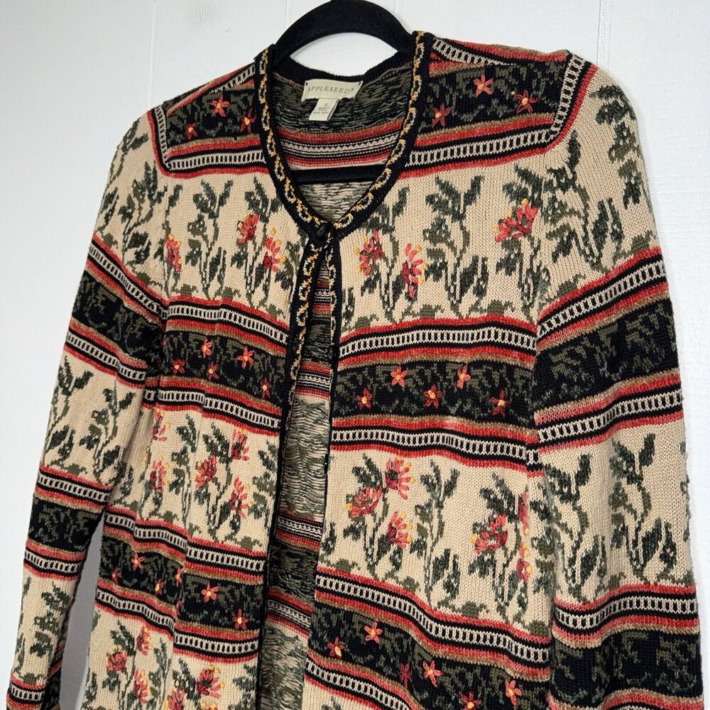 Appleseed’s Women’s Floral Embroidered Cardigan Sweater Ranch Country Size Small - Picture 3 of 6